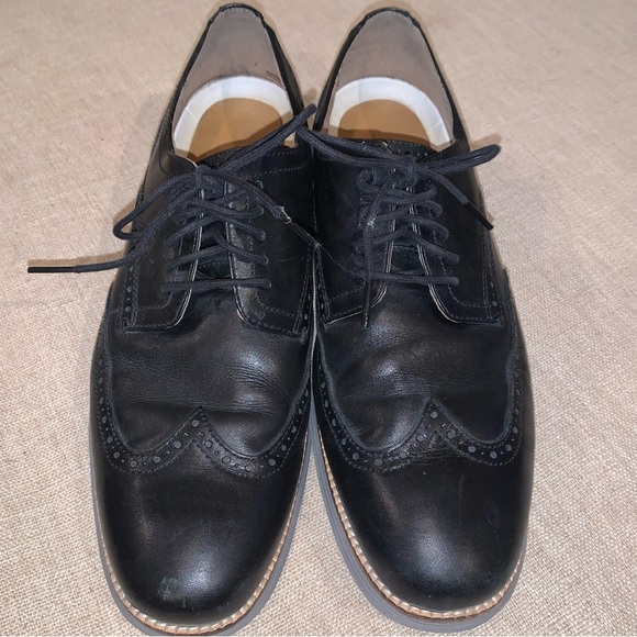 Cole Haan ZeroGrand Wingtip Oxfords Black Leather Mens - Picture 1 of 9